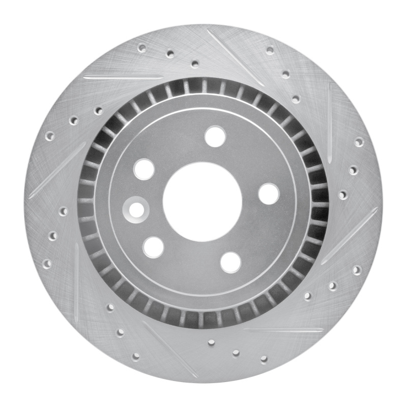 Volvo XC60 Brake Rotor (1) - Rear Right - R1 Concepts - Drilled & Slotted - Silver - `10-`17